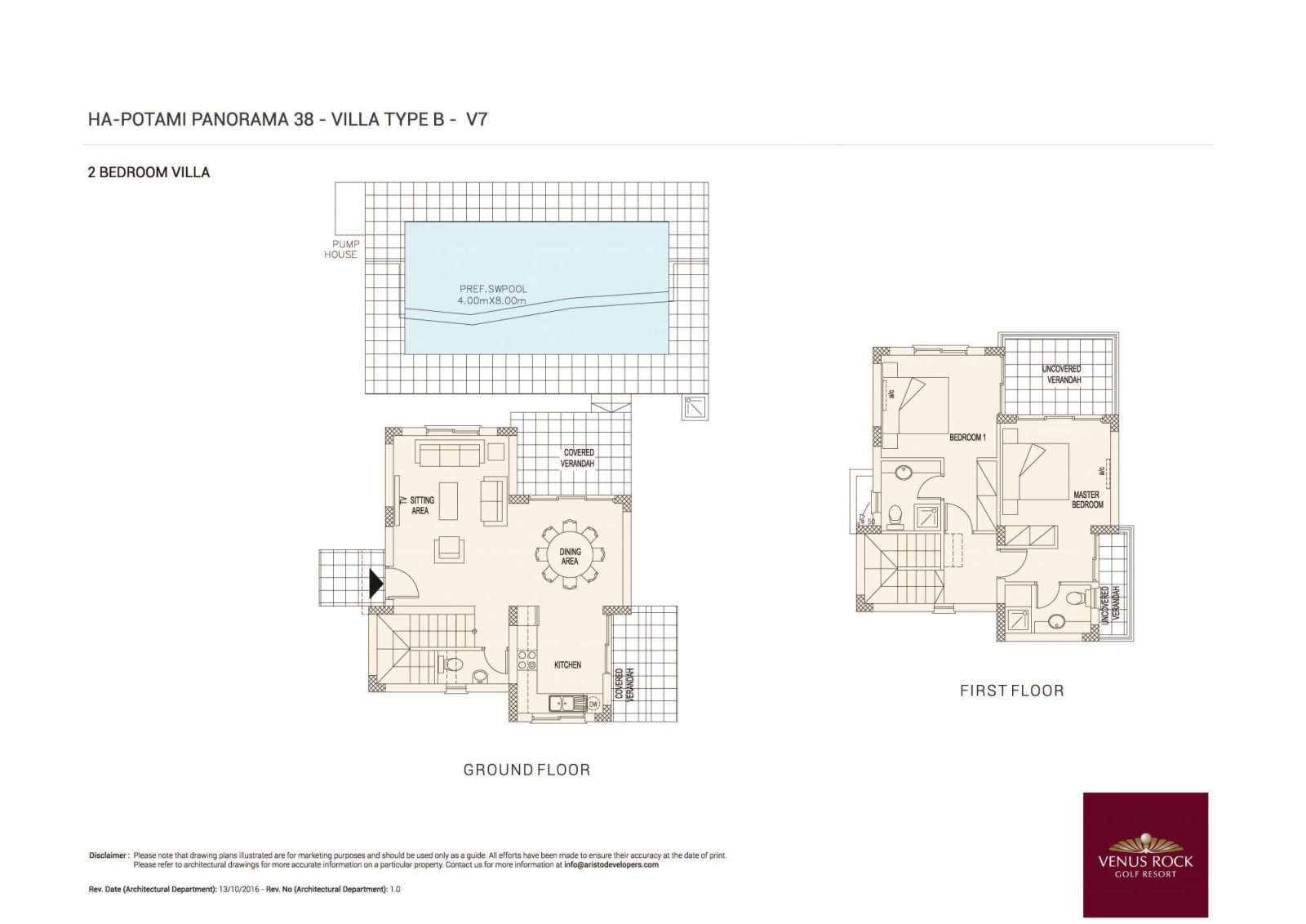 Erstklassige 2SZ Villa im Golf Resort Venus Rock Paphos